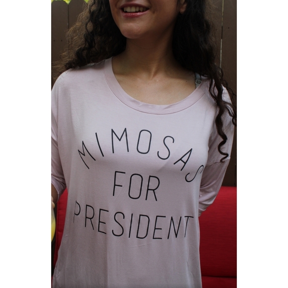 Mimosas For President Graphic Tshirt Blush - Picture 1 of 3